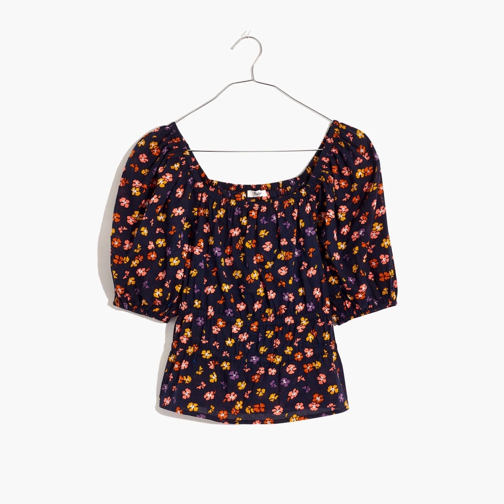 Madewell Smocked-Waist Crop Top in Aloha Floral